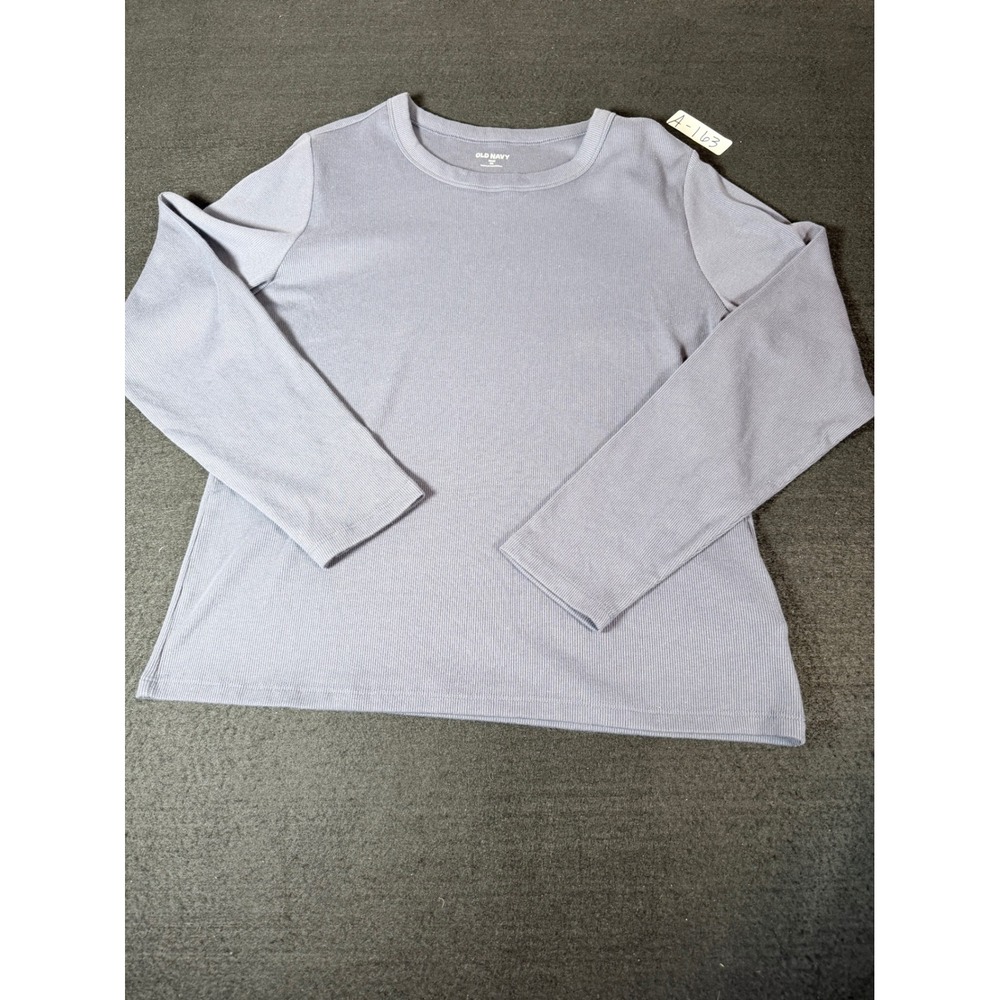 Old Navy Womens Ribbed Long Sleeve Crew Neck T-Shirt Purple XL 804805-11-1